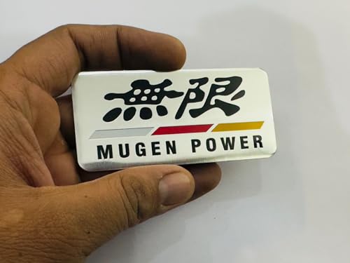 Image of Emblems for Car & Bike Metal Lo.go and Grill Me.tal Lo.go, Auto Accessories for Car Emblem 3D Badge Auto Racing Sport Sticker Grand Tourer Decal. (Mugen Power Silver Slim Sticker)
