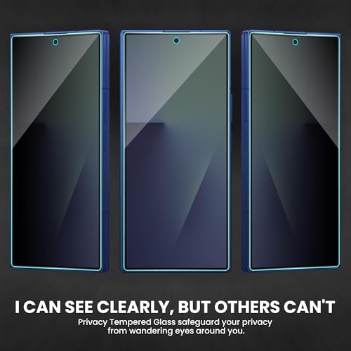 Image of ArmourPro Privacy Tempered Glass for Samsung Galaxy Z Fold 7, Anti Spy Anti Peeping Screen Protector, Edge-to-Edge Full Coverage, 9H Hardness with Cable Protector | Black
