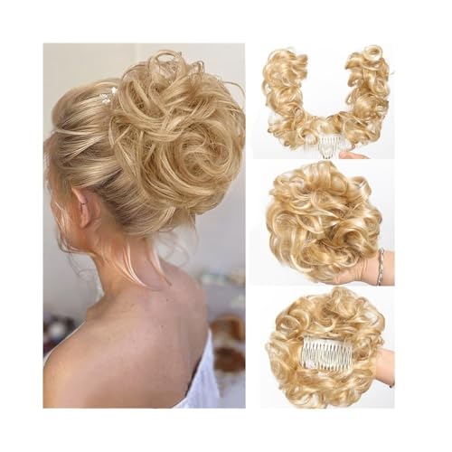 Horquilla Extensiones de moño pelo sintético con peine lateral y clip for cabello rizado desordenado, coleteros for mujer Para sujetar y decorar el cabello(27H613)