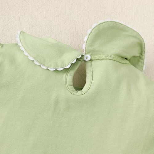 Image of 12M-14Y Toddler Baby Girls Peter Pan Collar Blouse Kids Girl Solid Color Puff Sleeve T-Shirts Casual Tee Tops