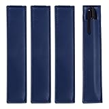 uxcell 4 Pcs Adjustable Pen Loop Holder for Notebook, PU Leather Pen Holder Pencil Sleeve Elastic Strap Band Designed for Journals Clipboards, Notebooks, Journals (Dark Blue)