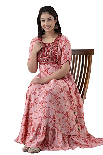 Image of Women Embroidered Anarkali Kurta in Pink