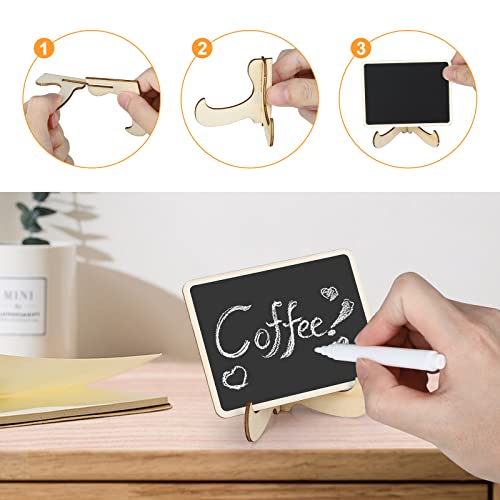 Mini Chalkboard Signs, 12Pcs Chalk Boards for Tables, Wooden Memo Chalkboard Place Cards Food Signs Blackboards for Message Signs Place Cards Table Numbers Shop Buffet Cafe Wedding Birthday Party