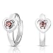 Sterling Silver Huggie Heart Earrings with Simulated Alexandrite for June