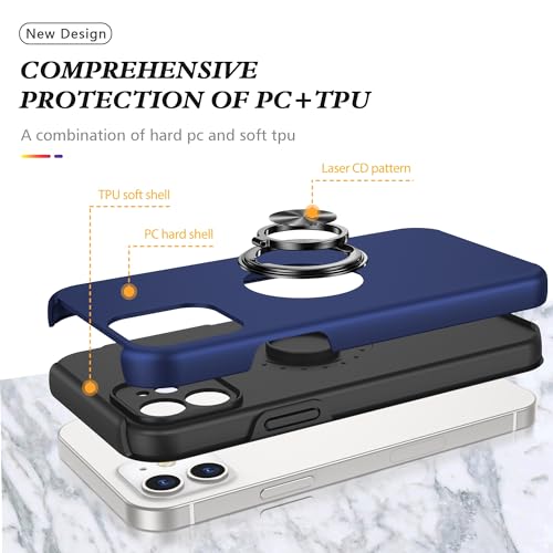 Coque iPhone 12 de qualité militaire résistante aux chocs avec béquille et anneau