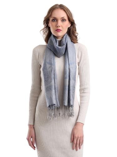 Image of KANI GOLD & JAMAWAR SILK SUPER SOFT FLORAL & PAISLEY PASHMINA STOLE SCARF