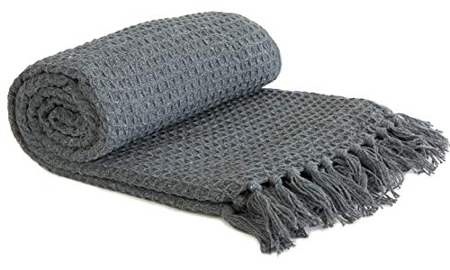 Emma Barclay Manta para sofá Cama, 100% algodón Reciclado, carbón de Panal de Abeja, 50 x 60, (127 x 152 cm)