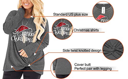 Image of DOLNINE Womens Plus Size Knotted Tops Long Sleeve Tee Shirts Loose Casual Blouse