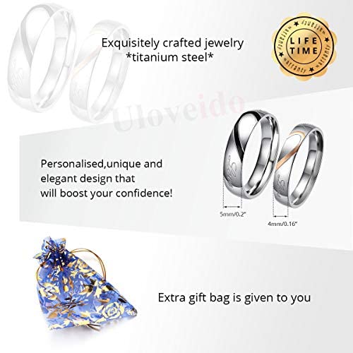Image of Couples Titanium Stainless Steel Wedding Engagement Band Rings Engraved Real Love Y552-2D