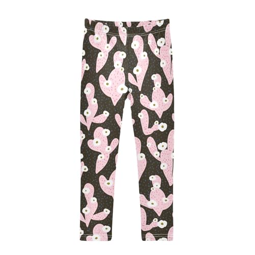 Abstract Cactus Girls Leggings,Workout Leggings for Girls Toddler Athletic Leggings Size for 3-10T