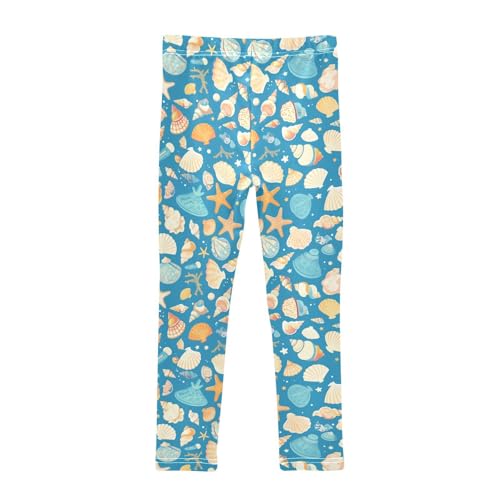 Seashells Different Shapes and Starfish Kids Girl's Leggings Stretch High Waisted Dance Pants Gym2
