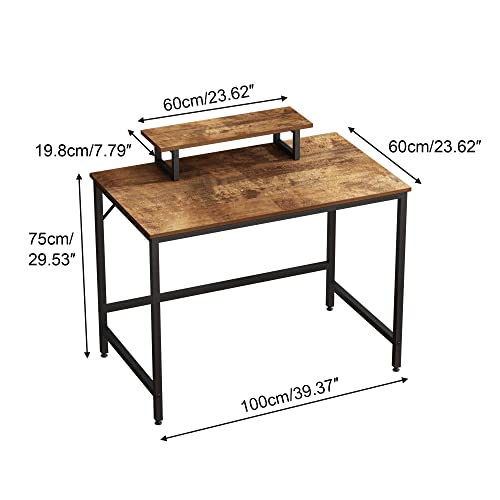 HOMEYFINE Computer bureau met verschuifbare plank, bureau, industrieel bureau, eenvoudige installatie,100 x 60 x 75 cm… - Image 4