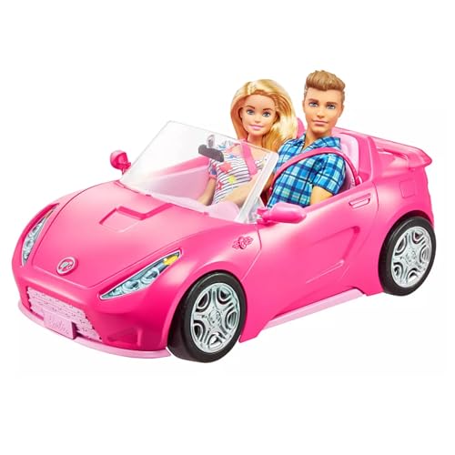Muñecas Barbie y Ken con armario y auto convertible rosa miniatura 5