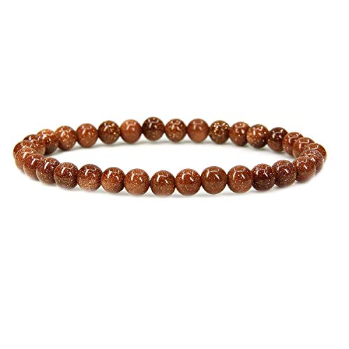 Angelstones Synthetic Golden Sandstone 6mm Round Beads Crystal Bracelet