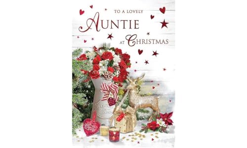 Traditionellt julkort, moster, blomkanna – 23 x 15 cm – Piccadilly hälsningar