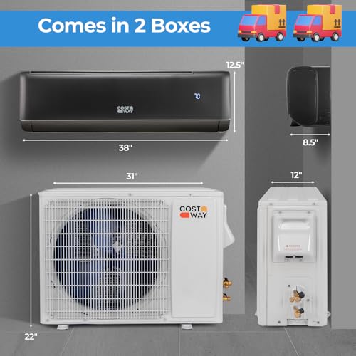 Image of COSTWAY 18000 BTU Mini Split Air Conditioner & Heater, 21 SEER2 208-230V Inverter AC Unit Cools Rooms up to 1250 Sq. Ft, Energy Efficient Star AC w /Heat Pump | 21 SEER2 208-230V Inverter AC Unit Cools Rooms up to 1250 Sq. Ft, Energy Efficient Star AC w /Heat Pump