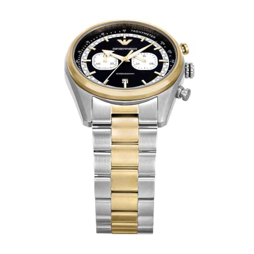Image of Emporio Armani Men's Chronograph Watch, Silver and Gold Tone, 42 mm, Bracelet
