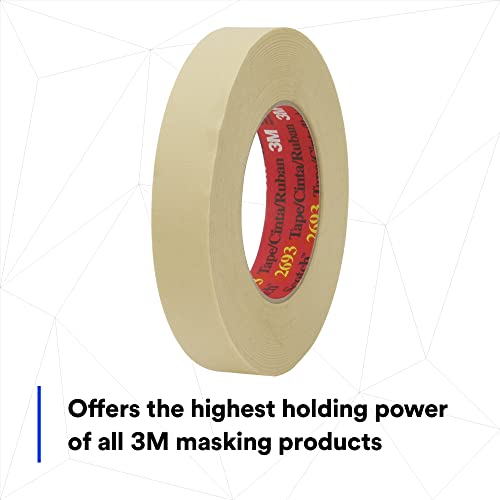 Image of 3M High Performance Masking Tape 2693, Heavy Duty, Clean Removal, Tan Color, 7.9 mil, 2 in x 60 yd, 24 /Case