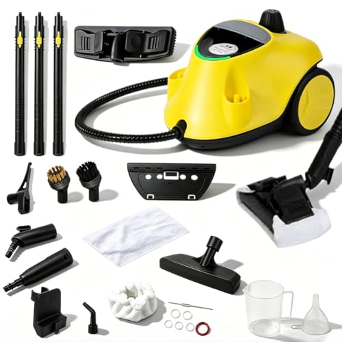 2026 New Upgraded Steam Cleaner Multi-Purpose Mop Electric Household Steamer Chemical-Free Pressurized Cleaning for Most Floors Counters Windows Autos and More (2100W 2.1L 21Accessories-yellow)