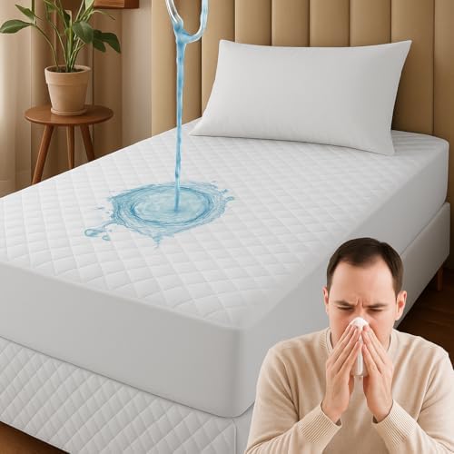 Capa Protetor de Colchão SOLTEIRO Impermeável Premium Branco Mate...