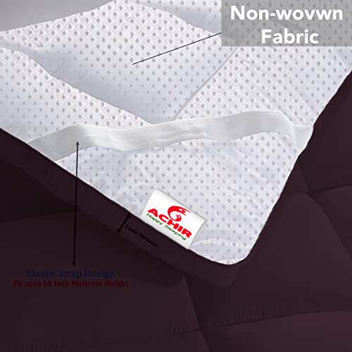 Image of ACHIR 500 GSM Super Soft Polycotton Microfiber Mattress Topper /Padding for Soft and Comfortable Sleep - Wine, (Small Queen, 60 inchX72 inchInch, 5Ft x 6Ft)