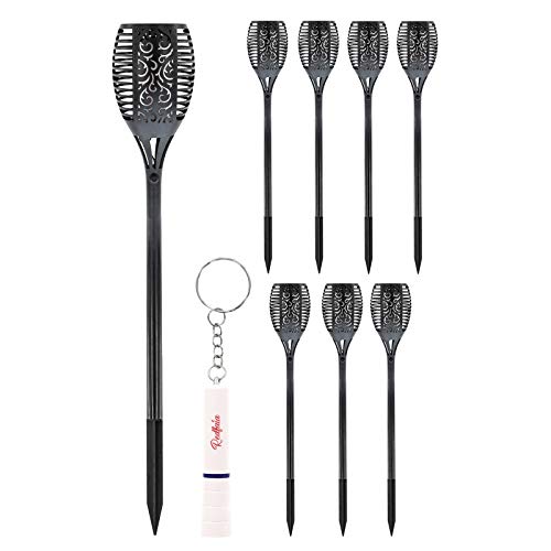 REDFAIA Flammenlicht Set, Solarlampe Solar Fackel Gartenleuchte wetterfest für außen 8 Stück inkl. Taschenlampe Cover
