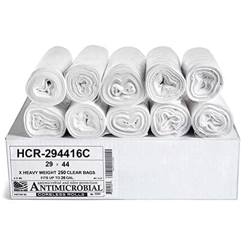 Image of Aluf Plastics 26 Gal Clear Trash Bags, 16 Micron (EQ.), 29 inch x 44 inch (250 Pk)