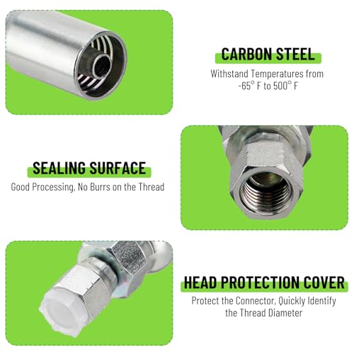 Image of 12 Pack Hydraulic Hose End Fittings: 3 /8 inch I.D. Hose x 1 /4 inch JIC 37 Female Swivel Crimp Fittings With Protection Cover