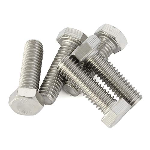 Image of Mellewell M10-1.5 x 150mm Hex Head Screw Bolts, Fully Threaded, Stainless Steel 18-8, Plain Finish, Quantity 4