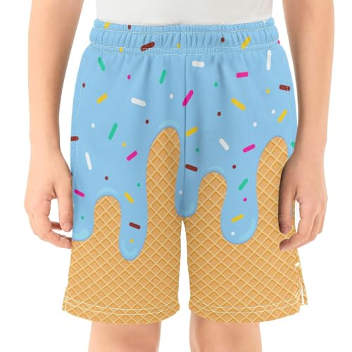 Athletic Gym Shorts Boys Casual Shorts Elastic Waist with Pockets, Summer Kids Bottom for Sports Homewear 7-15 Years2