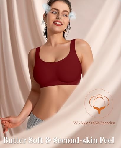 Image of Wireless Jelly Seamless Bras for Women No Underwire Tshirt Full Coverage Padded Bra Comfortable Everyday Bralettes