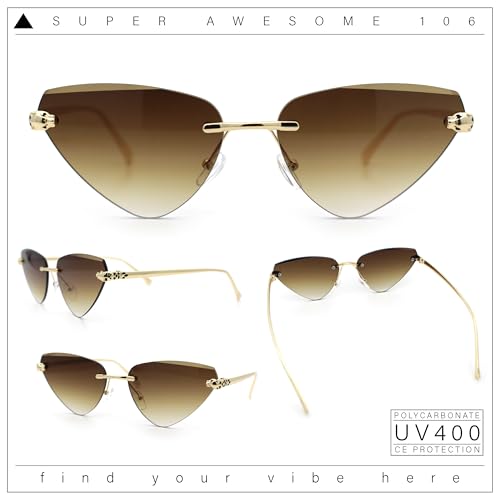 Luxury Gangster Rimless Cat Eye Jaguar Head Hinge Showy Sunglasses2