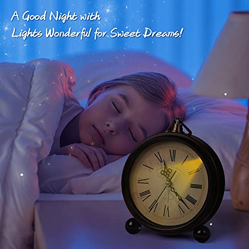 Battery Alarm Clock,Vintage Retro Alarm Clock With Night Light，Hangable ,Super Silent, Non Ticking Analog Small Table Clock For Bedroom ,Bedside, Desk,Shelf #TOP3