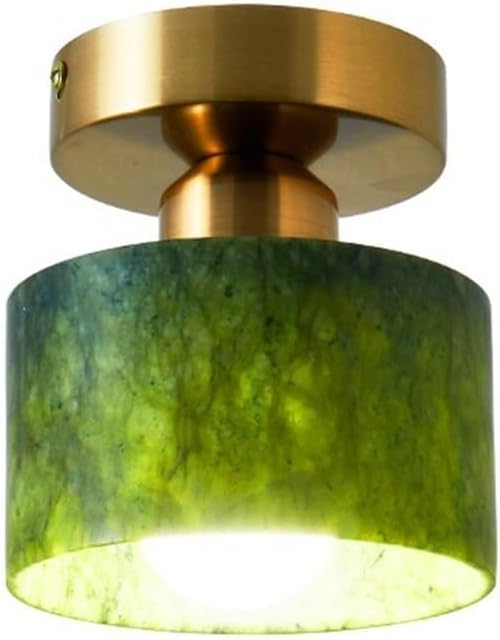 Modern Green Marble Semi Flush Mount Ceiling Light Fixture, Vintage Close to Ceiling Lamp, Nordic Farmhouse Ceiling Fixture for Living Room Aisle
