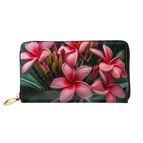 Leather Wallet for Women Men Bifold Wallet Ultra Slim Credit Card Holder Plumeria Ladies Clutch Purse - Main Image