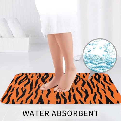 Tapis de salle de bain et contour WC orange à rayures - 7