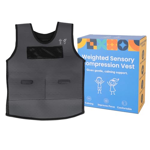 Sensory Vest for Kids - Small- Weighted Compression Vest for Children with Sensory Processing Needs - Deep Pressure Calm for Home and Classroom - Breathable Mesh Lining for Daily Comfort