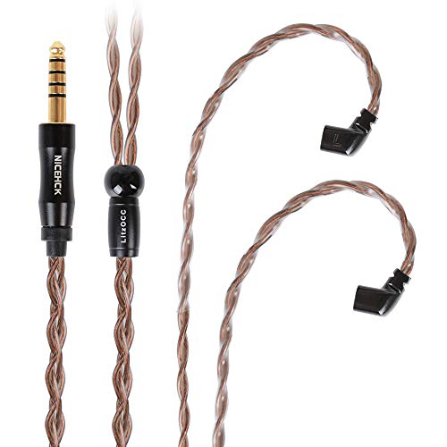 NICEHCK Litzocc,4N 4 Core Monocrystalline Copper OCC Earphone Cable, 0.78 2Pin/QDC 2Pin/MMCX Detachable Metal Connector,2.5/3.5/4.4mm Metal Plug,1.2m Soft Upgrade Cable
