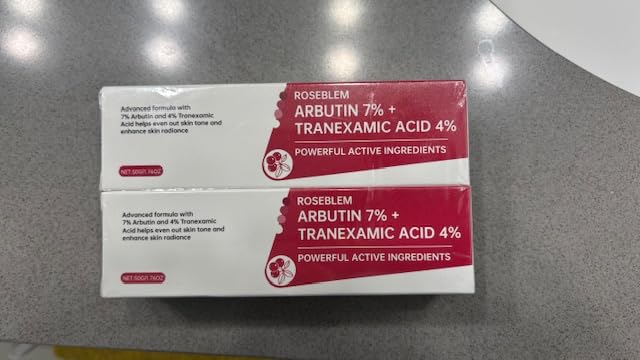 Roseblem Arbutin 7% + Tranexamic Acid 4% Face Cream for Dark Spots & Uneven Skin Tone – Hydrating, Non-Irritating, Safe for Sensitive Skin, 1.76 oz (Pack of 2)