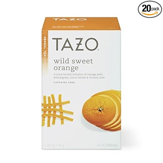 TAZO Tea Bags, Wild Sweet Orange Unsweetened Herbal Tea, Caffeine-Free, 20 Tea Bags