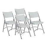Office Star Resin Plastic Folding Chair with Grey Accents, Set of 4