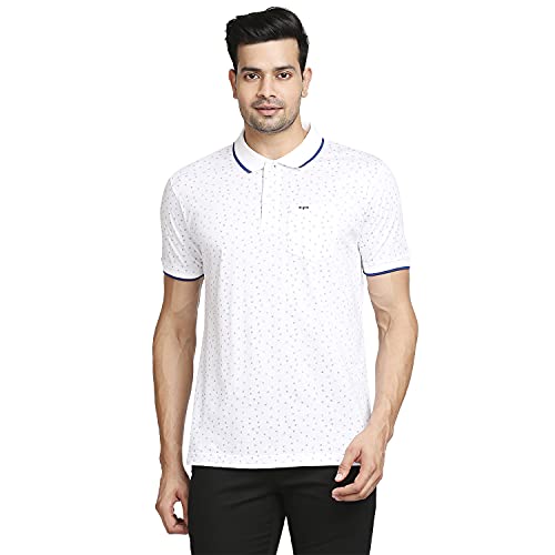 Image of Colorplus Men's Pure Cotton Print Pattern Tailored Fit Polo Neck Half Sleeve Casual T-Shirt