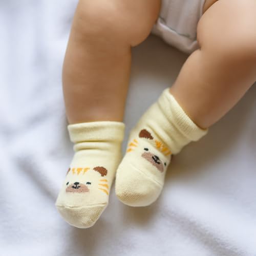 Image of SYGA Baby Boy's & Baby Girl's Ankle Length Cotton Socks (Pack of 4) for 0-12 months (4 KittyBabySocks Multicolored)
