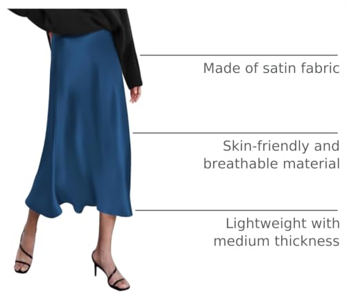 Image of Zeagoo Skirts for Women High Waist Skirt Elegant Midi Skirt Satin