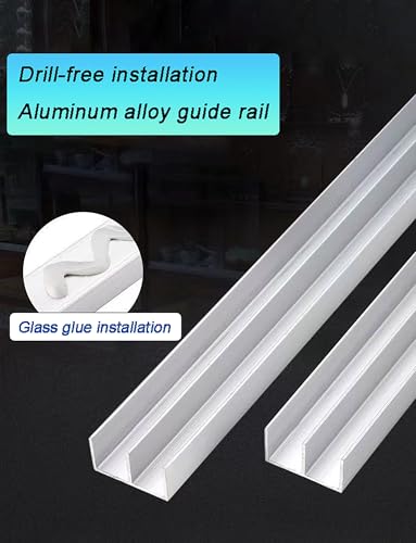 System szyn do drzwi przesuwnych, akcesoria do kół ze stopu aluminium do witryn wystawowych i szaf, pasuje do szkła o grubości 5 mm, konstrukcja z podwójną szyną, długość 100 cm