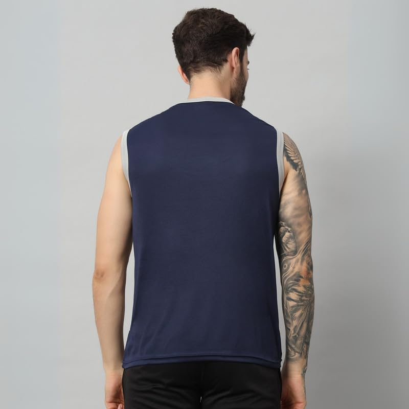 Image of ATICX Men's Polyester Sports Sleeveless T Shirt - Gym Vest, Workout Sando, Training Tank Top, Cut Sleeves Quick Dry Tee for Running, Swimming, Badminton, Fitness & Sports