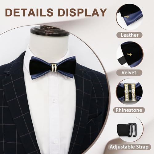 Image of Men's PU Velvet Rhinestone Bow Tie for Wedding