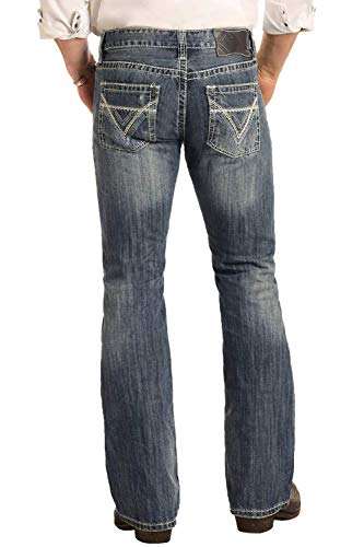 Rock & Roll Denim Men's and Pistol Med Slim Bootcut Jeans Blue 36W x 30L