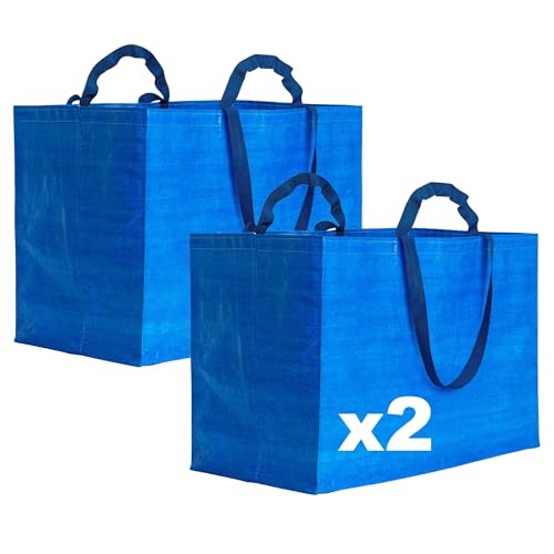 Artexia Sac à provisions robuste - Shopper Maxi en polypropylène recyclé laminé avec soufflet et doubles poignées, Bleu roi, 57x40x30cm