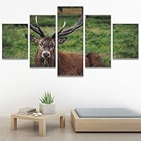 SIGNWIN 5 Panel Canvas Wall Art Animals Cheetah Closeup Contemporary Expressive Modern Artwork for Home Decorations Ready to Hang - 60